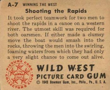 1949 Bowman Wild West (R701-19) #A-7 Shooting the Rapids Back