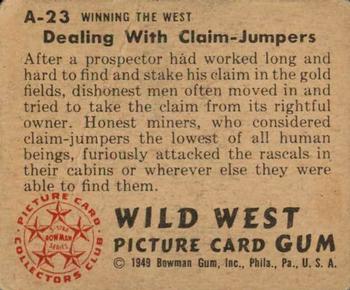 1949 Bowman Wild West (R701-19) #A-23 Dealing with Claim-Jumpers Back