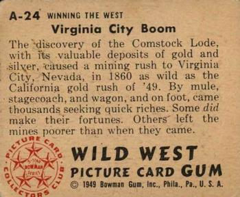 1949 Bowman Wild West (R701-19) #A-24 Virginia City Boom Back