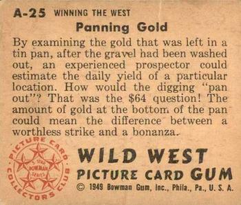 1949 Bowman Wild West (R701-19) #A-25 Panning Gold Back