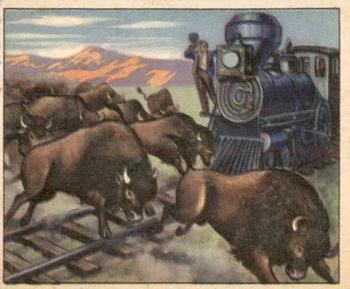 1949 Bowman Wild West (R701-19) #A-30 Buffaloes Stop Train Front