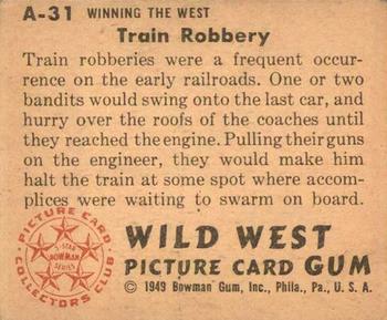 1949 Bowman Wild West (R701-19) #A-31 Train Robbery Back