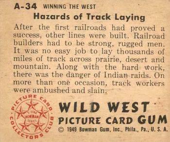 1949 Bowman Wild West (R701-19) #A-34 Hazards of Track Laying Back