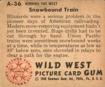 1949 Bowman Wild West (R701-19) #A-36 Snowbound Train Back
