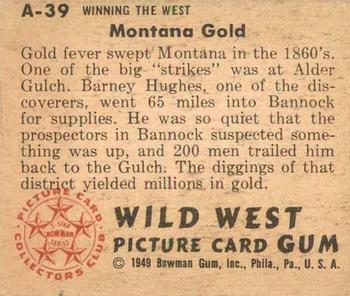 1949 Bowman Wild West (R701-19) #A-39 Montana Gold Back