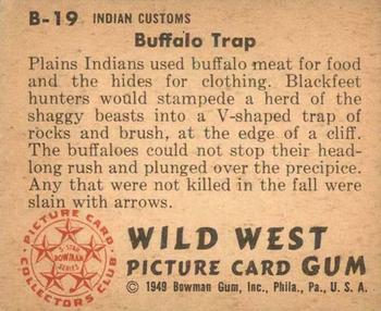 1949 Bowman Wild West (R701-19) #B-19 Buffalo Trap Back