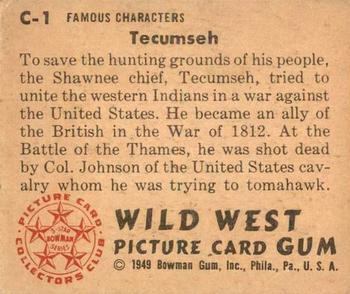 1949 Bowman Wild West (R701-19) #C-1 Tecumseh Back
