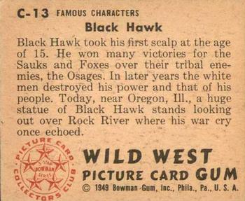1949 Bowman Wild West (R701-19) #C-13 Black Hawk Back
