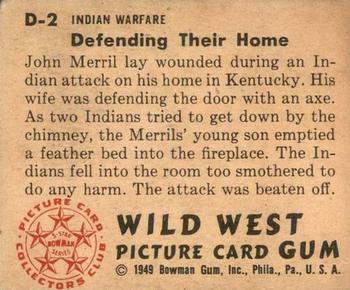 1949 Bowman Wild West (R701-19) #D-2 Defending Their Home Back