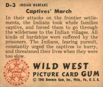1949 Bowman Wild West (R701-19) #D-3 Captive's March Back