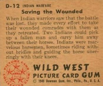 1949 Bowman Wild West (R701-19) #D-12 Saving the Wounded Back