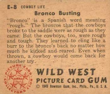1949 Bowman Wild West (R701-19) #E-8 Bronco Busting Back