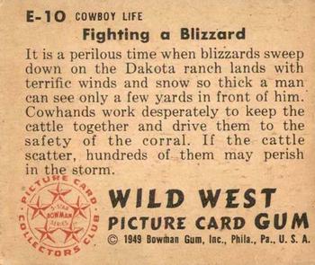 1949 Bowman Wild West (R701-19) #E-10 Fighting a Blizzard Back