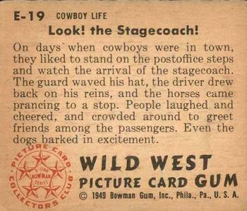 1949 Bowman Wild West (R701-19) #E-19 Look! The Stagecoach! Back