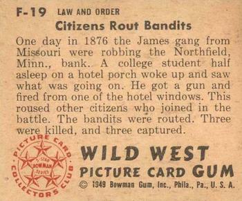 1949 Bowman Wild West (R701-19) #F-19 Citizens Rout Bandits Back