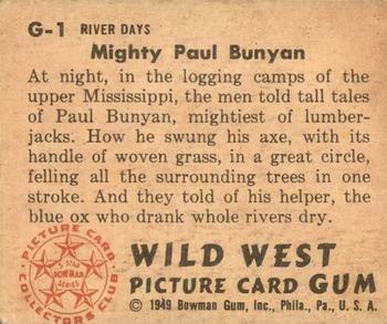 1949 Bowman Wild West (R701-19) #G-1 Mighty Paul Bunyan Back
