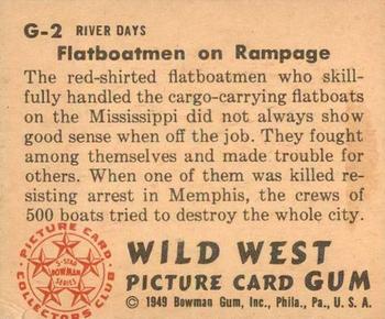 1949 Bowman Wild West (R701-19) #G-2 Flatboatman on Rampage Back