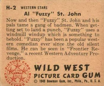 1949 Bowman Wild West (R701-19) #H-2 Fuzzy St. John Back