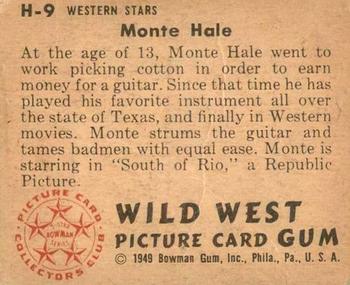 1949 Bowman Wild West (R701-19) #H-9 Monte Hale Back