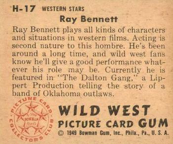 1949 Bowman Wild West (R701-19) #H-17 Ray Bennett Back