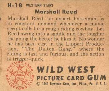 1949 Bowman Wild West (R701-19) #H-18 Marshall Reed Back