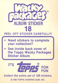 1982 Topps Wacky Packages Stickers #18 Camals Back