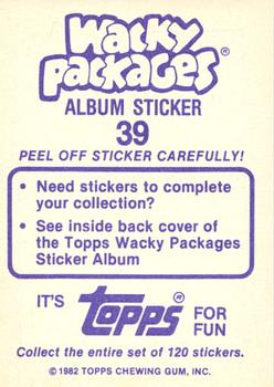 1982 Topps Wacky Packages Stickers #39 Fearstone Back