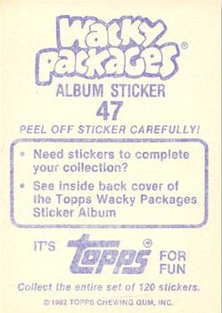 1982 Topps Wacky Packages Stickers #47 Neveready Back