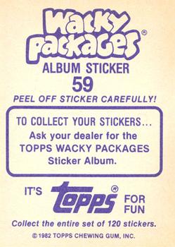 1982 Topps Wacky Packages Stickers #59 Wormy Packages Back