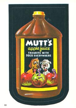 1982 Topps Wacky Packages Stickers #69 Mutt's Apple Juice Front