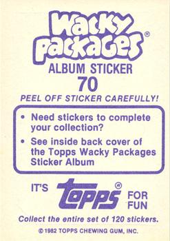 1982 Topps Wacky Packages Stickers #70 Heavy Trash Bags Back