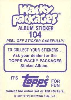 1982 Topps Wacky Packages Stickers #104 Head and Boulders Back