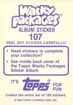 1982 Topps Wacky Packages Stickers #107 Aint Toothpaste Back