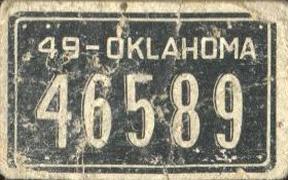 1950 Topps License Plates (R714-12) #45 Oklahoma Front