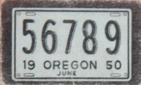 1950 Topps License Plates (R714-12) #36 Oregon Front