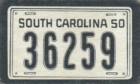 1950 Topps License Plates (R714-12) #39 South Carolina Front