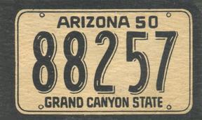 1950 Topps License Plates (R714-12) #74 Arizona Front