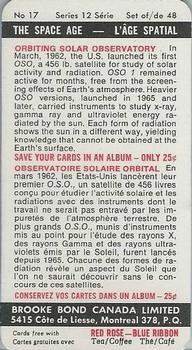 1969 Brooke Bond (Red Rose Tea) The Space Age #17 Orbiting Solar Observatory Back