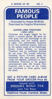 1969 Brooke Bond Famous People #3 Alfred Lord Tennyson Back