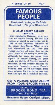 1969 Brooke Bond Famous People #4 Charles Robert Darwin Back