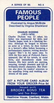1969 Brooke Bond Famous People #6 Charles Dickens Back