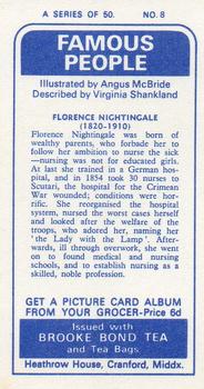 1969 Brooke Bond Famous People #8 Florence Nightingale Back