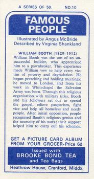 1969 Brooke Bond Famous People #10 William Booth Back