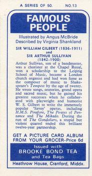 1969 Brooke Bond Famous People #13 Sir William Gilbert / Sir Arthur Sullivan Back