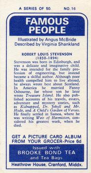 1969 Brooke Bond Famous People #16 Robert Louis Stevenson Back