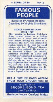 1969 Brooke Bond Famous People #18 George Bernard Shaw Back