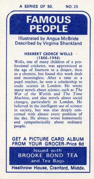 1969 Brooke Bond Famous People #25 Herbert George Wells Back