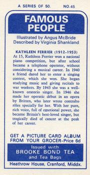 1969 Brooke Bond Famous People #45 Kathleen Ferrier Back