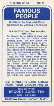 1969 Brooke Bond Famous People #49 Pat Smythe Back