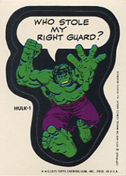 1975 Topps Comic Book Heroes Stickers #NNO Hulk-1 Front